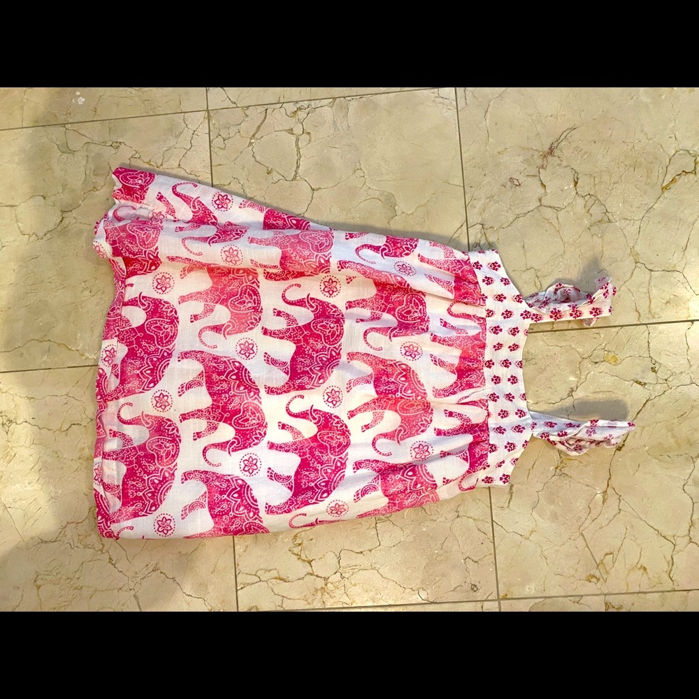 Gap girls linen elephant print dress